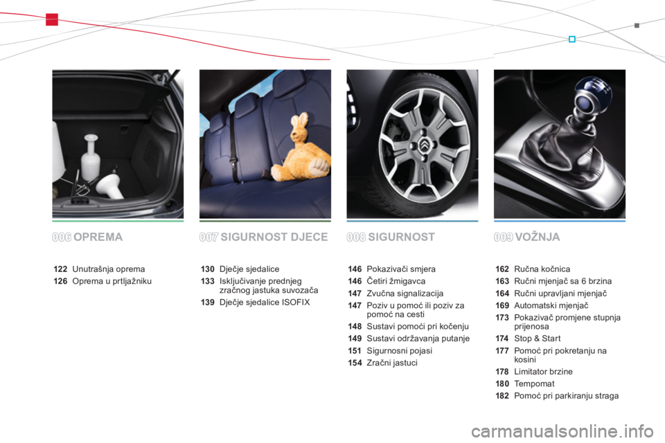 CITROEN DS3 2014  Upute Za Rukovanje (in Croatian) SIGURNOST VOŽNJA OPREMA SIGURNOST DJECE
162Ručna kočnica
163Ručni mjenjač sa 6 brzina
164 Ručni upravljani mjenjač
169Automatski mjenjač
173 Pokazivač promjene stupnjaprijenosa
174Stop & Star