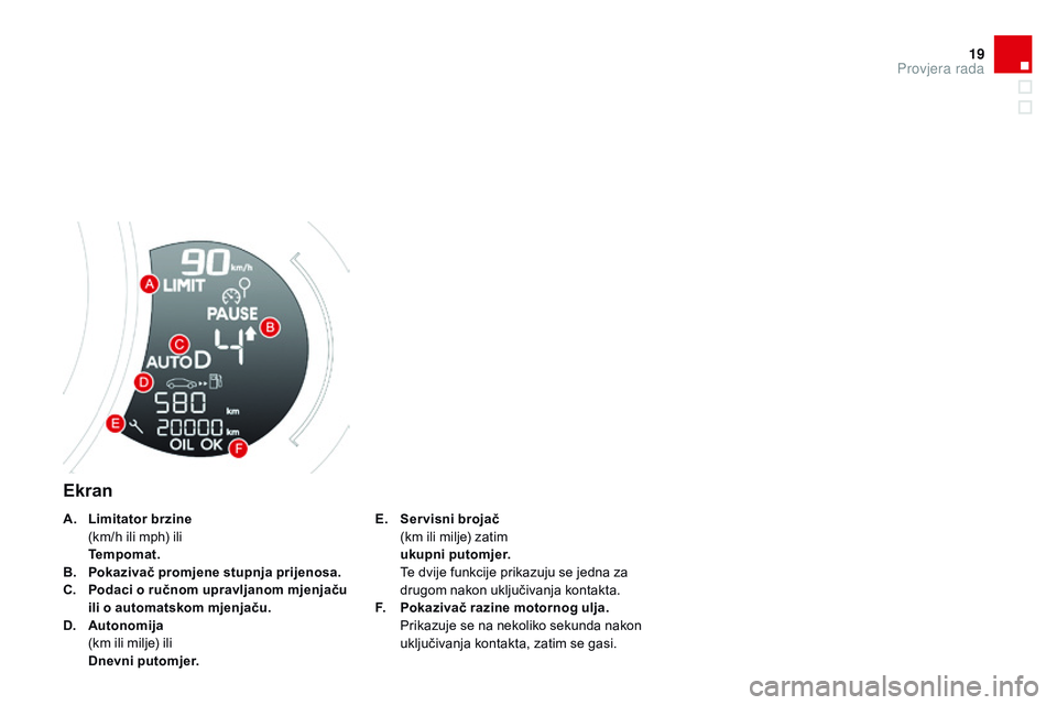 CITROEN DS3 CABRIO 2015 Upute Za Rukovanje (in Croatian) 19
ds3_hr_Chap01_controle-de-marche_ed01-2014
Ekran
E. Ser visni brojač (
km ili milje) zatim
u
kupni putomjer.
T
e dvije funkcije prikazuju se jedna za
drugom nakon uključivanja kontakta.
CITROEN DS3 CABRIO 2015 Upute Za Rukovanje (in Croatian) 19
ds3_hr_Chap01_controle-de-marche_ed01-2014
Ekran
E. Ser visni brojač (
km ili milje) zatim
u
kupni putomjer.
T
e dvije funkcije prikazuju se jedna za
drugom nakon uključivanja kontakta.
