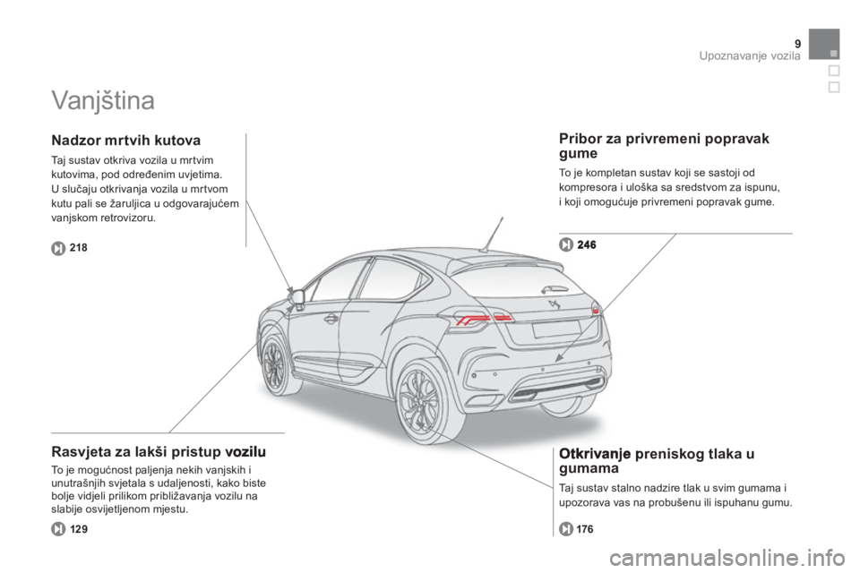 CITROEN DS4 2013  Upute Za Rukovanje (in Croatian) 9Upoznavanje vozila
  Vanjština   
 
 
Rasvjeta za lakši pristup vozilu 
 
To  j e  m o g ućnost paljenja nekih vanjskih i
unutra