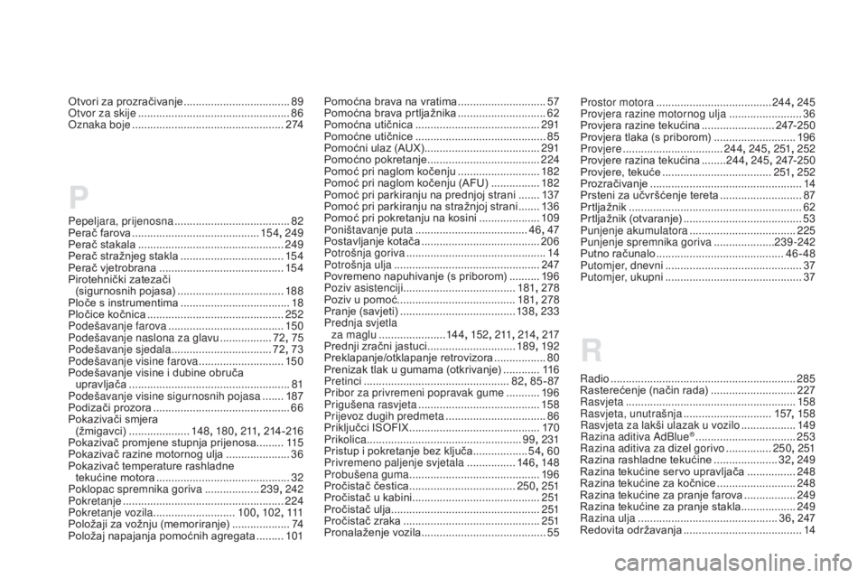 CITROEN DS5 HYBRID 2016  Upute Za Rukovanje (in Croatian) R
Pomoćna brava na vratima .............................57
Po moćna brava prtljažnika ............................. 62
P
omoćna utičnica
 ......................................... 291
P

omoćne 