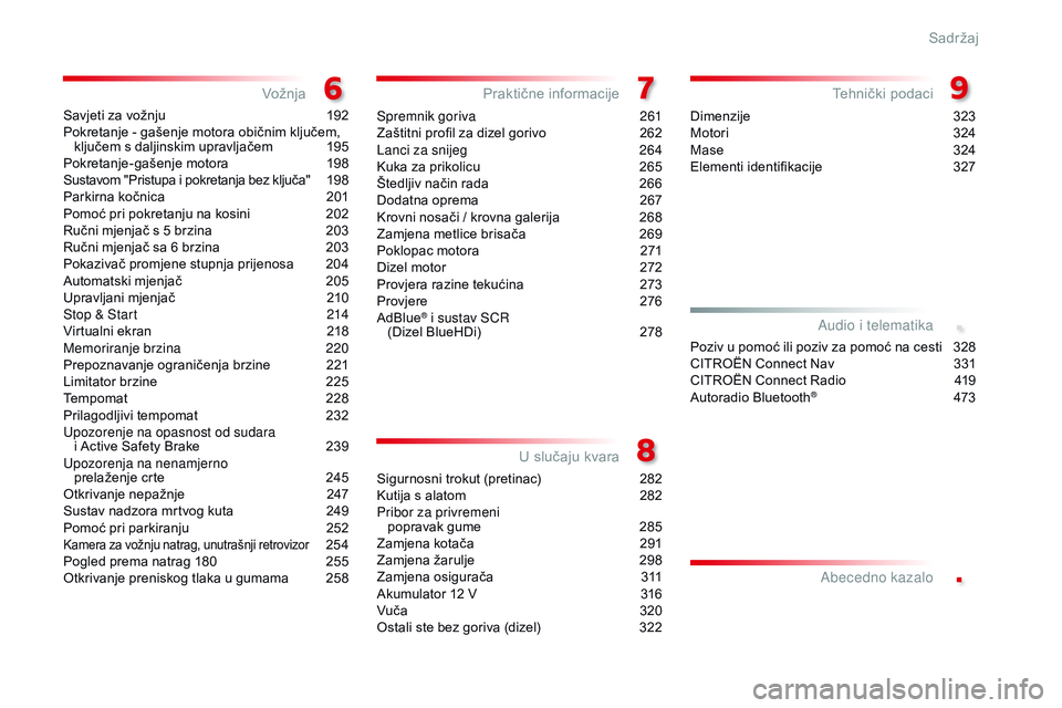 CITROEN JUMPER SPACETOURER 2017  Upute Za Rukovanje (in Croatian) .
.
Spacetourer-VP_hr_Chap00a_sommaire_ed01-2016
Savjeti za vožnju 192
Pokretanje - gašenje motora običnim ključem,  ključem s daljinskim upravljačem
 
1
 95
Pokretanje-gašenje motora
 
1
 98
S