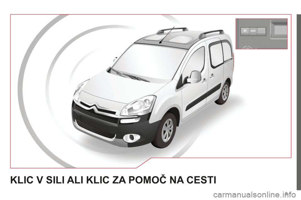 CITROEN BERLINGO MULTISPACE 2014 Navodila Za Uporabo (in Slovenian) 9.1
Berlingo-2-VP-papier_sl_Chap09a_BTA_ed01-2014
KLIC V SILI ALI KLIC ZA POMOČ NA CESTI CITROEN BERLINGO MULTISPACE 2014 Navodila Za Uporabo (in Slovenian) 9.1
Berlingo-2-VP-papier_sl_Chap09a_BTA_ed01-2014
KLIC V SILI ALI KLIC ZA POMOČ NA CESTI