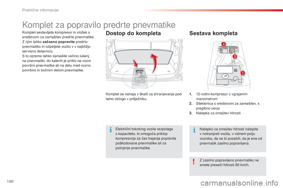 CITROEN C3 PICASSO 2015 Navodila Za Uporabo (in Slovenian) 150
C3Picasso_sl_Chap11_informations-pratiques_ed01-2014
Sestava kompleta
1. 12-voltni kompresor z vgrajenim manometrom
2.
S
teklenica s sredstvom za zamašitev, s
pregibno cevjo
3.
N
alepka za o CITROEN C3 PICASSO 2015 Navodila Za Uporabo (in Slovenian) 150
C3Picasso_sl_Chap11_informations-pratiques_ed01-2014
Sestava kompleta
1. 12-voltni kompresor z vgrajenim manometrom
2.
S
teklenica s sredstvom za zamašitev, s
pregibno cevjo
3.
N
alepka za o