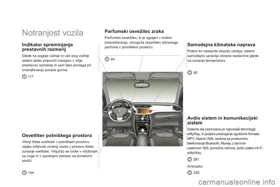 CITROEN DS3 2015 Navodila Za Uporabo (in Slovenian) DS3_sl_Chap00b_vue-ensemble_ed01-2014
Notranjost vozila
osvetlitev potniškega prostora
Vklop šibke svetlobe v potniškem prostoru
olajša vidljivost znotraj vozila v primeru šibke
zunanje svetlob CITROEN DS3 2015 Navodila Za Uporabo (in Slovenian) DS3_sl_Chap00b_vue-ensemble_ed01-2014
Notranjost vozila
osvetlitev potniškega prostora
Vklop šibke svetlobe v potniškem prostoru
olajša vidljivost znotraj vozila v primeru šibke
zunanje svetlob