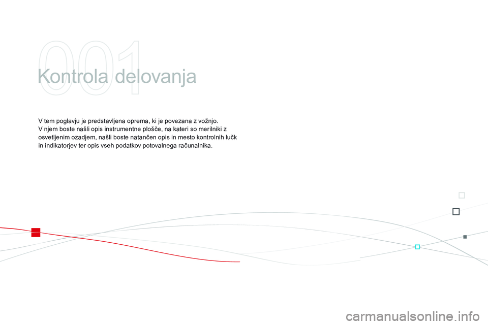 CITROEN DS3 CABRIO 2015 Navodila Za Uporabo (in Slovenian) DS3_sl_Chap01_controle-de-marche_ed01-2014
Kontrola delovanja
V tem poglavju je predstavljena oprema, ki je povezana z vožnjo.
V njem boste našli opis instrumentne plošče, na kateri so merilniki CITROEN DS3 CABRIO 2015 Navodila Za Uporabo (in Slovenian) DS3_sl_Chap01_controle-de-marche_ed01-2014
Kontrola delovanja
V tem poglavju je predstavljena oprema, ki je povezana z vožnjo.
V njem boste našli opis instrumentne plošče, na kateri so merilniki