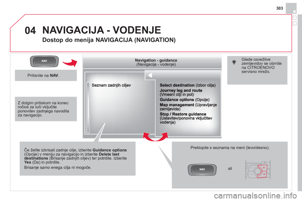 CITROEN DS4 2013  Navodila Za Uporabo (in Slovenian) 303
04
ggggggggggNavigation  guidanceNavigation guidanceNavigation guidanceNavigation guidanceNavigation guidanceNavigation - guidanceNavigation - guidanceNavigation - guidanceNavigation - guidanceNav