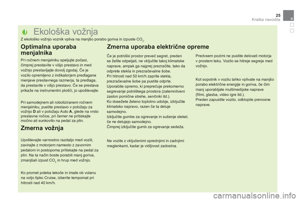 CITROEN DS5 2013  Navodila Za Uporabo (in Slovenian) 25
Kratka navodila
   
 
 
 
 
 
 
 
 
 
 
 
 
 
 
 
 
 
 
 
 
 
 
 
 
 
 
 
 
 
 
 
 
 
 
 
 
 
 
 
 
 
 
 
 
 
 
Ekološka vožnja 
Z ekološko vožnjo voznik vpliva na manjšo porabo goriva in izpu