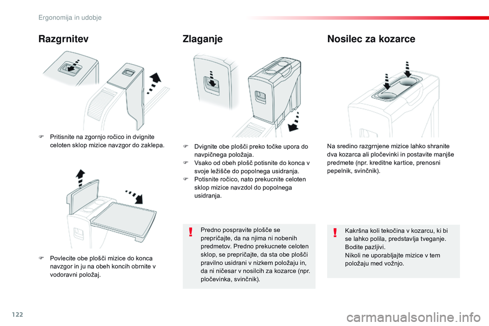 CITROEN JUMPER SPACETOURER 2017 Navodila Za Uporabo (in Slovenian) 122
Spacetourer-vP_sl_Chap03_ergonomie-et-confort_ed01-2016
Razgrnitev
F Povlecite obe plošči mizice do konca
navzgor in ju na obeh koncih obrnite v
vodoravni položaj. F
D
vignite obe plošči CITROEN JUMPER SPACETOURER 2017 Navodila Za Uporabo (in Slovenian) 122
Spacetourer-vP_sl_Chap03_ergonomie-et-confort_ed01-2016
Razgrnitev
F Povlecite obe plošči mizice do konca
navzgor in ju na obeh koncih obrnite v
vodoravni položaj. F
D
vignite obe plošči