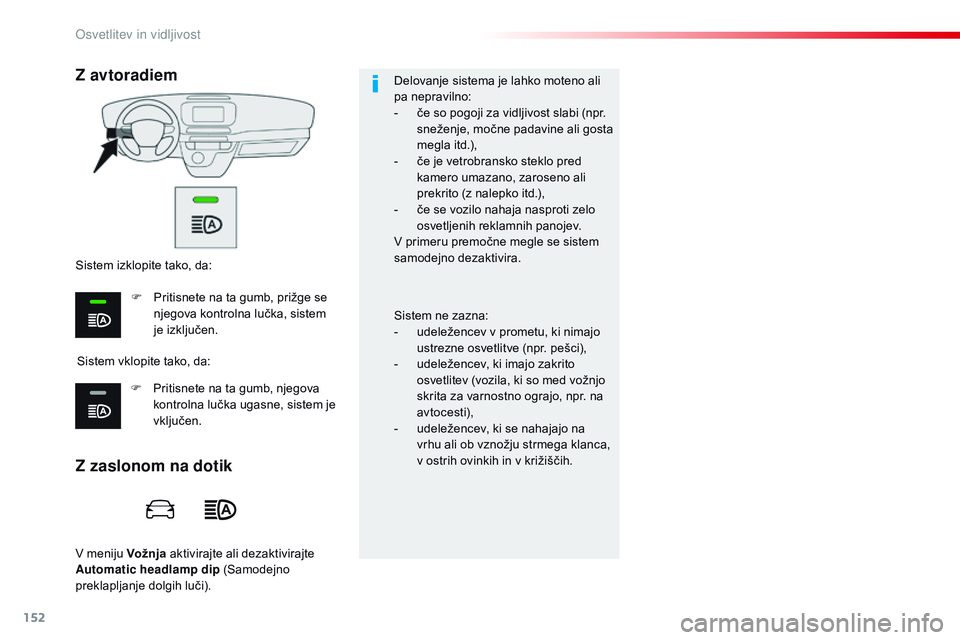 CITROEN JUMPER SPACETOURER 2017 Navodila Za Uporabo (in Slovenian) 152
Spacetourer-vP_sl_Chap04_eclairage-et-visibilite_ed01-2016
v meniju Vožnja aktivirajte ali dezaktivirajte
Automatic headlamp dip (Samodejno
preklapljanje dolgih luči). Delovanje sistema je CITROEN JUMPER SPACETOURER 2017 Navodila Za Uporabo (in Slovenian) 152
Spacetourer-vP_sl_Chap04_eclairage-et-visibilite_ed01-2016
v meniju Vožnja aktivirajte ali dezaktivirajte
Automatic headlamp dip (Samodejno
preklapljanje dolgih luči). Delovanje sistema je