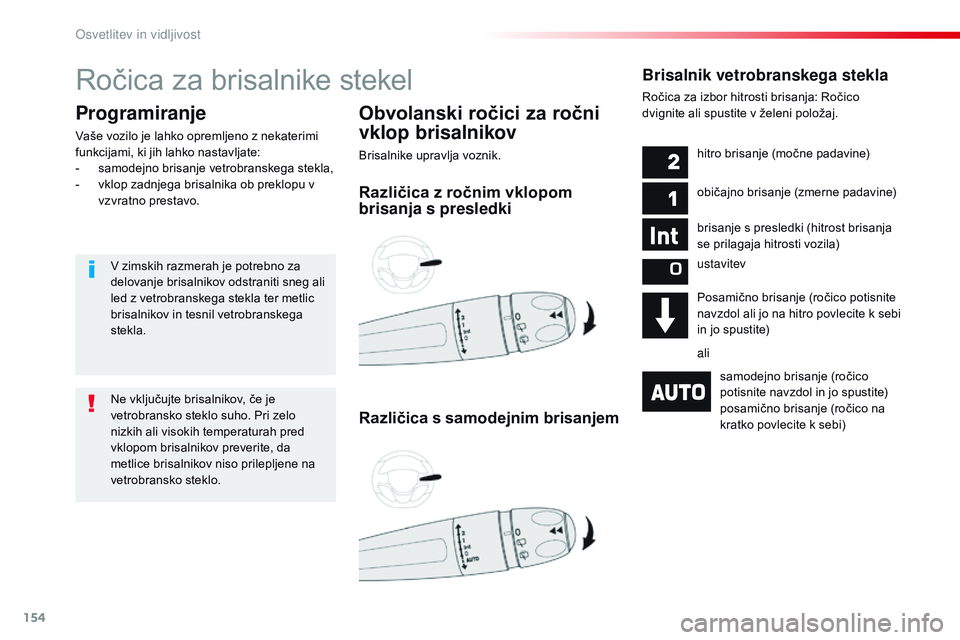 CITROEN JUMPER SPACETOURER 2017 Navodila Za Uporabo (in Slovenian) 154
Spacetourer-vP_sl_Chap04_eclairage-et-visibilite_ed01-2016
Ročica za brisalnike stekel
Obvolanski ročici za ročni
vklop brisalnikov
Brisalnike upravlja voznik.
Programiranje
vaše vozilo je la CITROEN JUMPER SPACETOURER 2017 Navodila Za Uporabo (in Slovenian) 154
Spacetourer-vP_sl_Chap04_eclairage-et-visibilite_ed01-2016
Ročica za brisalnike stekel
Obvolanski ročici za ročni
vklop brisalnikov
Brisalnike upravlja voznik.
Programiranje
vaše vozilo je la