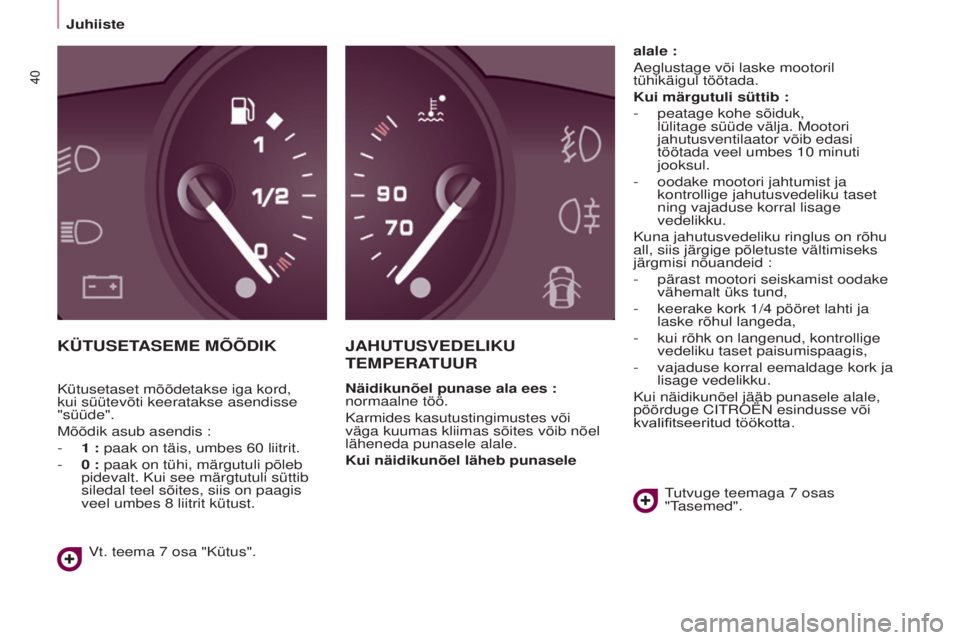 CITROEN BERLINGO ELECTRIC 2017 Kasutusjuhend (in Estonian) 40
BERLINGO-2-VU_ET_CHAP03_PRET-A-PARTIR_ED01-2015BERLINGO-2-VU_ET_CHAP03_PRET-A-PARTIR_ED01-2015
KÜTUSETASEME MÕÕDIKJAHUTUSVEDELIKU
TEMPERA
TUUR
Näidikunõel punase ala ees :
normaalne töö. CITROEN BERLINGO ELECTRIC 2017 Kasutusjuhend (in Estonian) 40
BERLINGO-2-VU_ET_CHAP03_PRET-A-PARTIR_ED01-2015BERLINGO-2-VU_ET_CHAP03_PRET-A-PARTIR_ED01-2015
KÜTUSETASEME MÕÕDIKJAHUTUSVEDELIKU
TEMPERA
TUUR
Näidikunõel punase ala ees :
normaalne töö.