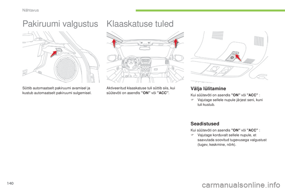 CITROEN C4 AIRCROSS 2016 Kasutusjuhend (in Estonian) 140
C4-Aircross_et_Chap05_visibilite_ed01-2014
Pakiruumi valgustus
süttib automaatselt pakiruumi avamisel ja
kustub automaatselt pakiruumi sulgemisel.
Klaaskatuse tuled
Aktiveeritud klaaskatuse tuli CITROEN C4 AIRCROSS 2016 Kasutusjuhend (in Estonian) 140
C4-Aircross_et_Chap05_visibilite_ed01-2014
Pakiruumi valgustus
süttib automaatselt pakiruumi avamisel ja
kustub automaatselt pakiruumi sulgemisel.
Klaaskatuse tuled
Aktiveeritud klaaskatuse tuli