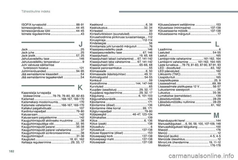 CITROEN C4 CACTUS 2019 Kasutusjuhend (in Estonian) 182
ISOFIX-turvatoolid ....................................8 8 -91
Istmesoojendus ......................................... 44-45
Istmesoojenduse lüliti
............................... 4
4-45
Istm CITROEN C4 CACTUS 2019 Kasutusjuhend (in Estonian) 182
ISOFIX-turvatoolid ....................................8 8 -91
Istmesoojendus ......................................... 44-45
Istmesoojenduse lüliti
............................... 4
4-45
Istm