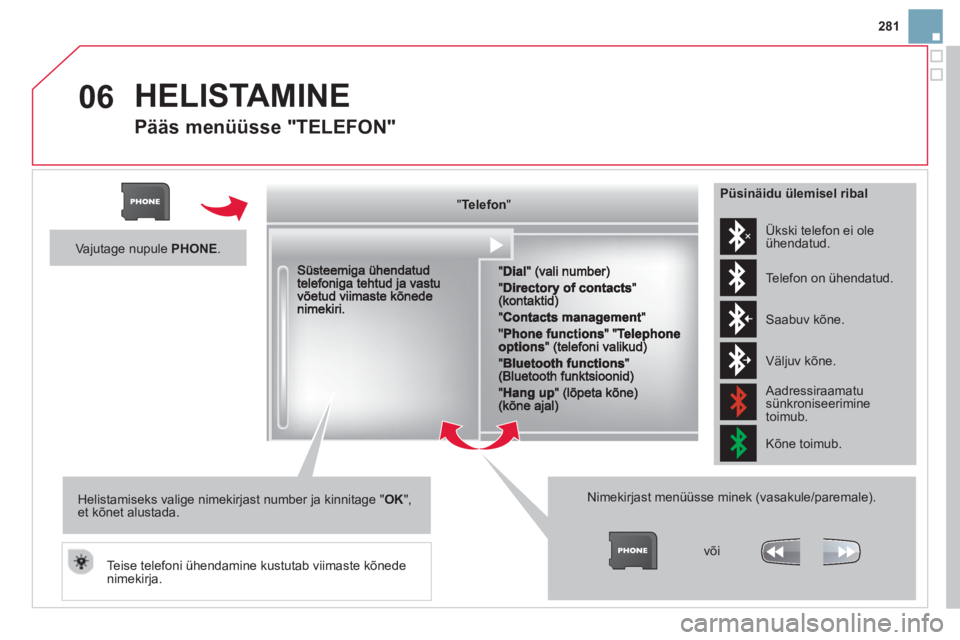 CITROEN DS3 CABRIO 2014  Kasutusjuhend (in Estonian) 281
06  HELISTAMINE
 
 
Pääs menüüsse "TELEFON" 
"""""""ee oTelefonTelefonTelefonTelefonTelefonTelefonTelefonTelefonTelefonTelefonTelefonTelefonTelefonTelefonTl fTl fTl fTl ff"""""""
 
 
Nimekirja