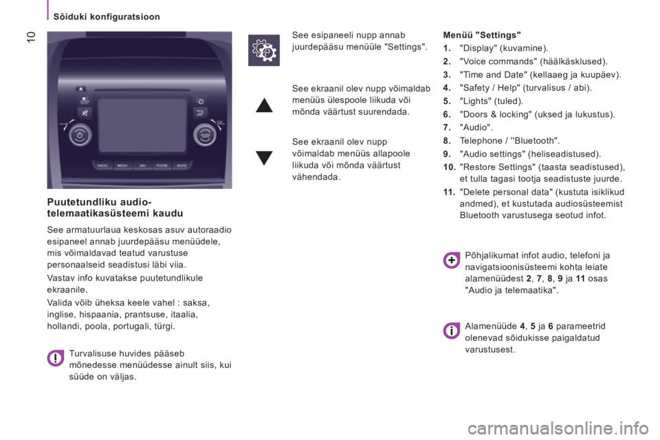CITROEN JUMPER 2016  Kasutusjuhend (in Estonian)    
 
Sõiduki konfiguratsioon  
 
 10
 
 
 
 
 
 
 
 
Puutetundliku audio-
telemaatikasüsteemi kaudu 
  See armatuurlaua keskosas asuv autoraadio 
esipaneel annab juurdepääsu menüüdele, 
mis võ