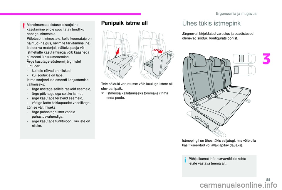 CITROEN JUMPER SPACETOURER 2018 Kasutusjuhend (in Estonian) 85
Maksimumseadistuse pikaajaline
kasutamine ei ole soovitatav tundliku
nahaga inimestele.
Põletusoht inimestele, kelle kuumataju on
häiritud (haigus, ravimite tarvitamine jne).
Isoleeriva materj CITROEN JUMPER SPACETOURER 2018 Kasutusjuhend (in Estonian) 85
Maksimumseadistuse pikaajaline
kasutamine ei ole soovitatav tundliku
nahaga inimestele.
Põletusoht inimestele, kelle kuumataju on
häiritud (haigus, ravimite tarvitamine jne).
Isoleeriva materj