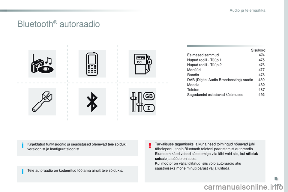 CITROEN JUMPER SPACETOURER 2017  Kasutusjuhend (in Estonian) 473
Spacetourer-VP_et_Chap10d_rD6_ed01-2016
Bluetooth® autoraadio
Sisukord
Esimesed sammud 4 74
nu

pud roolil - 
t
ü

üp 1
 
4
 75
nu

pud roolil - 
t
ü

üp 2
 
4
 76
Menüüd
 

477
ra

adio
 
