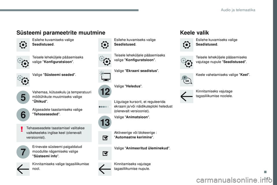 CITROEN JUMPER SPACETOURER 2017 Kasutusjuhend (in Estonian) 141
5
6
7
12
13
Transversal-Citroen_et_Chap02_RCC-2-2-0_ed01-2016
Esilehe kuvamiseks valige
Seadistused. Esilehe kuvamiseks valige
Seadistused
.
Esilehe kuvamiseks valige
Seadistused
.
Teisele lehe CITROEN JUMPER SPACETOURER 2017 Kasutusjuhend (in Estonian) 141
5
6
7
12
13
Transversal-Citroen_et_Chap02_RCC-2-2-0_ed01-2016
Esilehe kuvamiseks valige
Seadistused. Esilehe kuvamiseks valige
Seadistused
.
Esilehe kuvamiseks valige
Seadistused
.
Teisele lehe