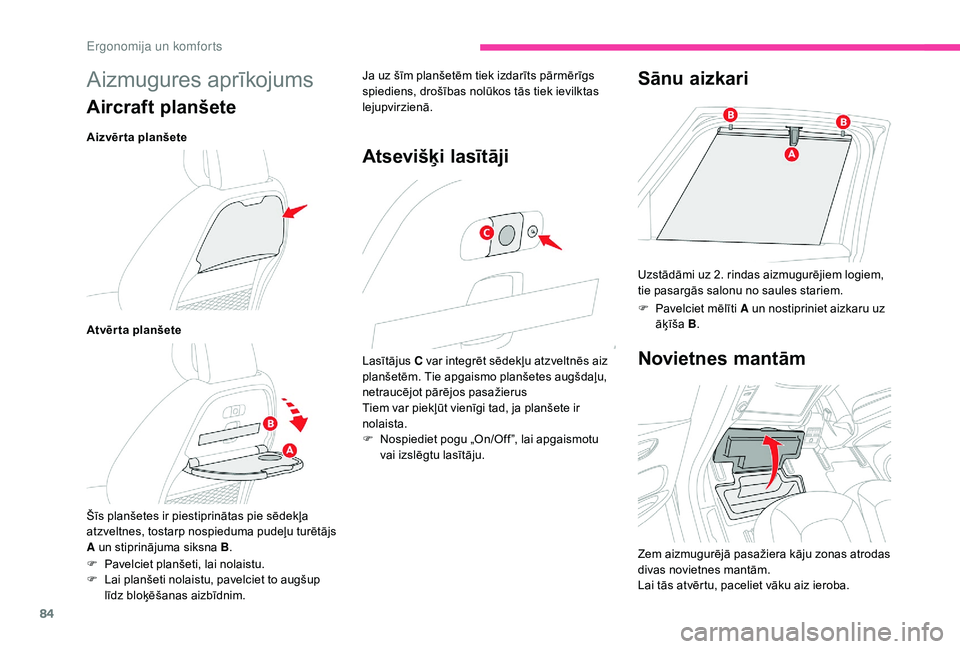 CITROEN C4 SPACETOURER 2021 Lietošanas Instrukcija (in Latvian) 84
Aizmugures aprīkojums
Aircraft planšete
Aizvēr ta planšete
Atvēr ta planšete
Šīs planšetes ir piestiprinātas pie sēdekļa
atzveltnes, tostarp nospieduma pudeļu turētājs
A un stiprin CITROEN C4 SPACETOURER 2021 Lietošanas Instrukcija (in Latvian) 84
Aizmugures aprīkojums
Aircraft planšete
Aizvēr ta planšete
Atvēr ta planšete
Šīs planšetes ir piestiprinātas pie sēdekļa
atzveltnes, tostarp nospieduma pudeļu turētājs
A un stiprin