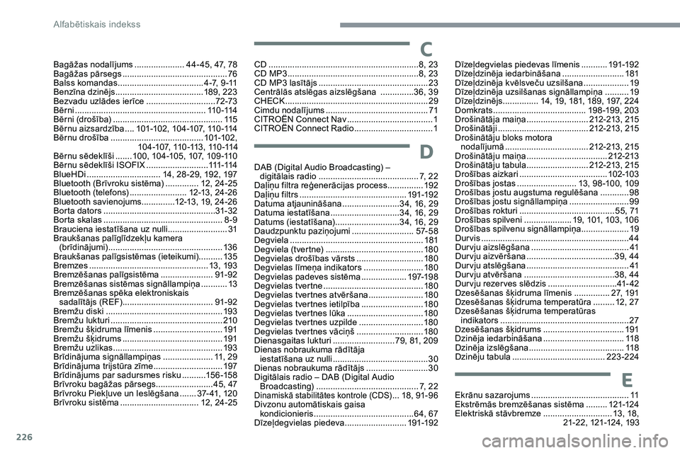 CITROEN C5 AIRCROSS 2020 Lietošanas Instrukcija (in Latvian) 226
C
D
CD ...............................................................8, 23
CD MP3 ................ .......................................8, 23
CD MP3
lasītājs
............................ CITROEN C5 AIRCROSS 2020 Lietošanas Instrukcija (in Latvian) 226
C
D
CD ...............................................................8, 23
CD MP3 ................ .......................................8, 23
CD MP3
lasītājs
............................