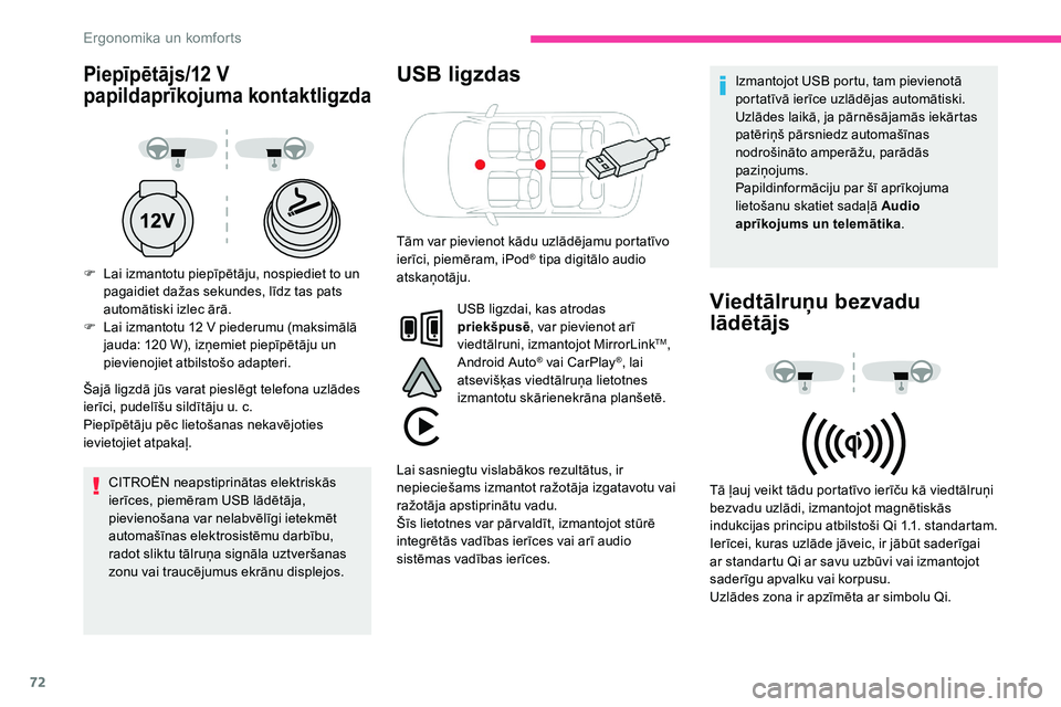 CITROEN C5 AIRCROSS 2020 Lietošanas Instrukcija (in Latvian) 72
Piepīpētājs/12 V
p apildaprīkojuma kontaktligzda
F Lai izmantotu piepīpētāju, nospiediet to un
pagaidiet dažas sekundes, līdz tas pats
automātiski izlec ārā.
F
L
ai izmantotu 12 CITROEN C5 AIRCROSS 2020 Lietošanas Instrukcija (in Latvian) 72
Piepīpētājs/12 V
p apildaprīkojuma kontaktligzda
F Lai izmantotu piepīpētāju, nospiediet to un
pagaidiet dažas sekundes, līdz tas pats
automātiski izlec ārā.
F
L
ai izmantotu 12