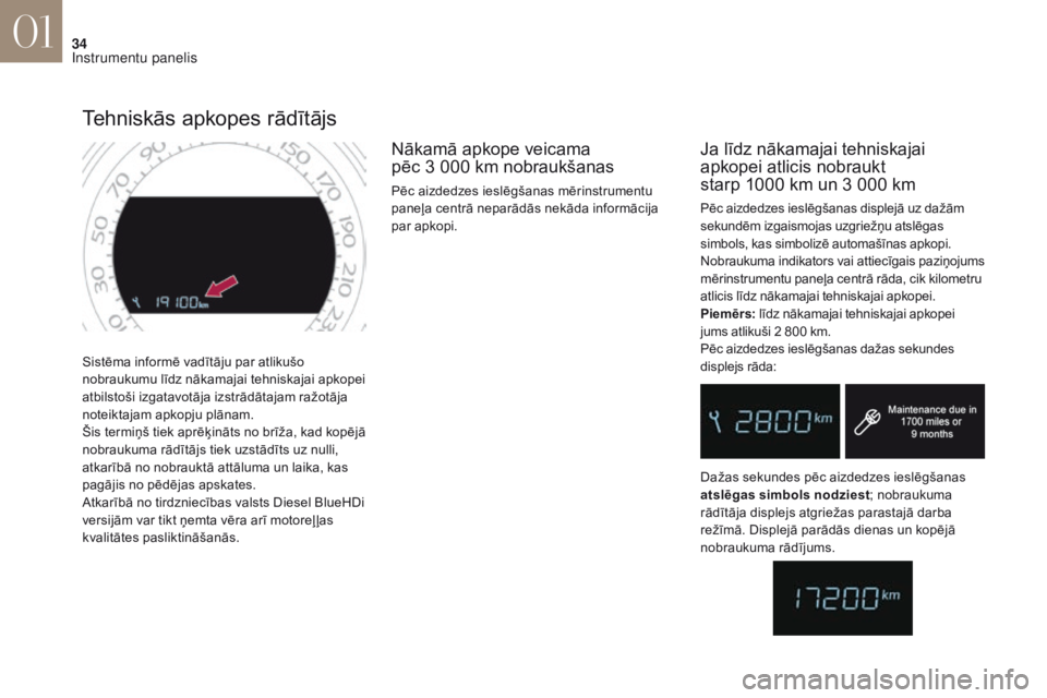 CITROEN DS4 2017 Lietošanas Instrukcija (in Latvian) 34
DS4_lv_Chap01_instruments-de-bord_ed01-2016
Sistēma informē vadītāju par atlikušo
nobraukumu līdz nākamajai tehniskajai apkopei
atbilstoši izgatavotāja izstrādātajam ražotāja
noteik CITROEN DS4 2017 Lietošanas Instrukcija (in Latvian) 34
DS4_lv_Chap01_instruments-de-bord_ed01-2016
Sistēma informē vadītāju par atlikušo
nobraukumu līdz nākamajai tehniskajai apkopei
atbilstoši izgatavotāja izstrādātajam ražotāja
noteik