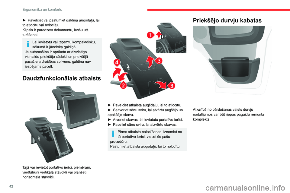 CITROEN JUMPER 2020 Lietošanas Instrukcija (in Latvian) 42
Ergonomika un komforts
Atdzesēts cimdu nodalījums
Tas atrodas priekšējā paneļa augšdaļā pasažiera pusē.Cimdu nodalījumā tiek izmantots tas pats gaiss, kas plūst pa gaisa ventilāci CITROEN JUMPER 2020 Lietošanas Instrukcija (in Latvian) 42
Ergonomika un komforts
Atdzesēts cimdu nodalījums
Tas atrodas priekšējā paneļa augšdaļā pasažiera pusē.Cimdu nodalījumā tiek izmantots tas pats gaiss, kas plūst pa gaisa ventilāci