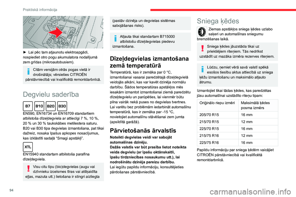 CITROEN JUMPER 2020  Lietošanas Instrukcija (in Latvian) 94
Praktiskā informācija
 
► Lai pēc tam atjaunotu elektroapgādi, nospiediet otro pogu akumulatora nodalījumā zem grīdas (mikroautobusiem).
Citām versijām otrās pogas vietā ir drošināt
