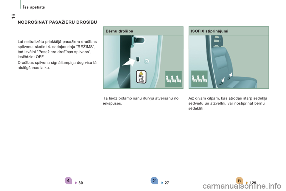 CITROEN JUMPER 2014  Lietošanas Instrukcija (in Latvian) 542
16
   
 Īss apskats  
 
  Aiz divām cilpām, kas atrodas starp sēdekļa 
sēdvietu un atzveltni, var nostiprināt bērnu 
sēdeklīti.     
ISOFIX stiprinājumi 
   
129  
 
 
 
 
NODROŠINĀT 