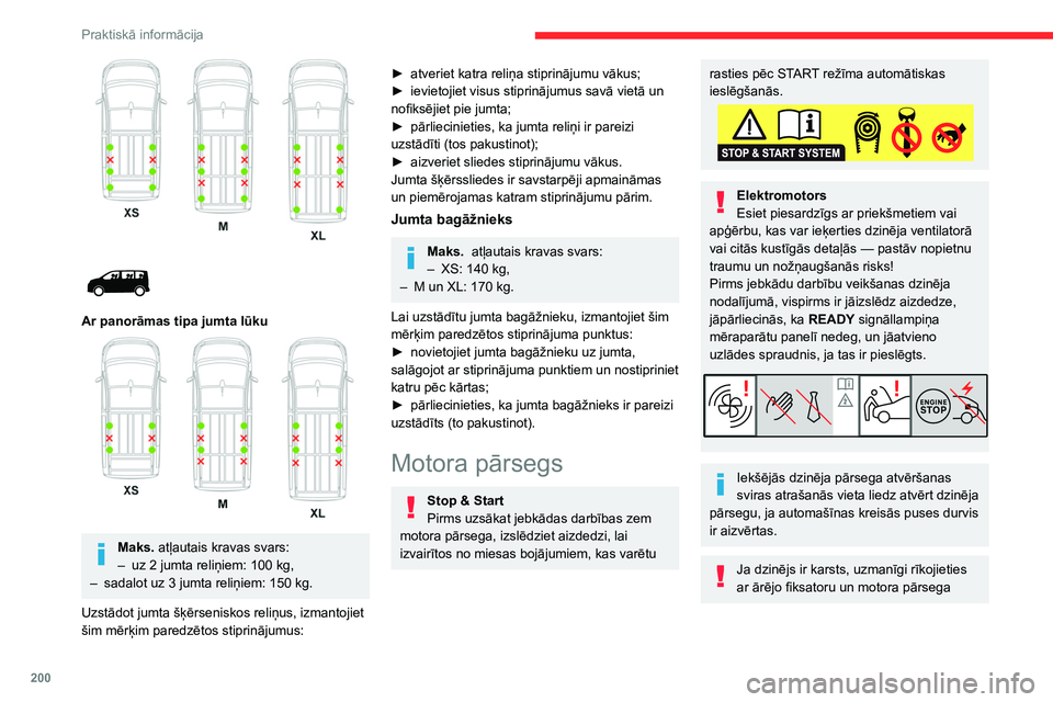 CITROEN JUMPER SPACETOURER 2021 Lietošanas Instrukcija (in Latvian) 200
Praktiskā informācija
balstu (apdedzināšanās risks), izmantojiet
aizsargāto zonu.
Kad dzinēja pārsegs ir atvērts, uzmanieties,
lai nesabojātu fiksatoru.
Neveriet vaļā dzinēja pārse CITROEN JUMPER SPACETOURER 2021 Lietošanas Instrukcija (in Latvian) 200
Praktiskā informācija
balstu (apdedzināšanās risks), izmantojiet
aizsargāto zonu.
Kad dzinēja pārsegs ir atvērts, uzmanieties,
lai nesabojātu fiksatoru.
Neveriet vaļā dzinēja pārse
