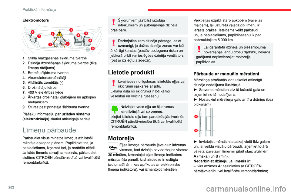 CITROEN JUMPER SPACETOURER 2021 Lietošanas Instrukcija (in Latvian) 202
Praktiskā informācija
– zem atzīmes B: nekavējoties papildiniet
motoreļļu.
Eļļas kategorija
Pirms motoreļļas papildināšanas
vai mainīšanas, pārliecinieties, ka eļļa
atbilst d CITROEN JUMPER SPACETOURER 2021 Lietošanas Instrukcija (in Latvian) 202
Praktiskā informācija
– zem atzīmes B: nekavējoties papildiniet
motoreļļu.
Eļļas kategorija
Pirms motoreļļas papildināšanas
vai mainīšanas, pārliecinieties, ka eļļa
atbilst d