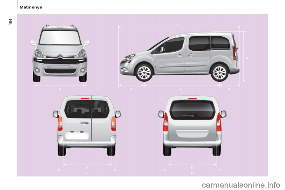 CITROEN BERLINGO MULTISPACE 2013  Eksploatavimo vadovas (in Lithuanian) 164
   
 
Matmenys  
  