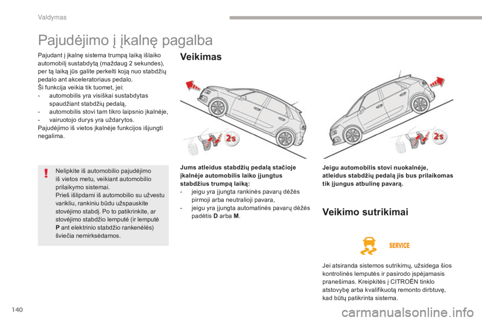 CITROEN C4 SPACETOURER 2018 Eksploatavimo vadovas (in Lithuanian) 140
C4-Picasso-II_lt_Chap04_conduite_ed02-2016
Pajudėjimo į įkalnę pagalba
Pajudant į įkalnę sistema trumpą laiką išlaiko
automobilį sustabdytą (maždaug 2 sekundes),
per tą laiką jū CITROEN C4 SPACETOURER 2018 Eksploatavimo vadovas (in Lithuanian) 140
C4-Picasso-II_lt_Chap04_conduite_ed02-2016
Pajudėjimo į įkalnę pagalba
Pajudant į įkalnę sistema trumpą laiką išlaiko
automobilį sustabdytą (maždaug 2 sekundes),
per tą laiką jū