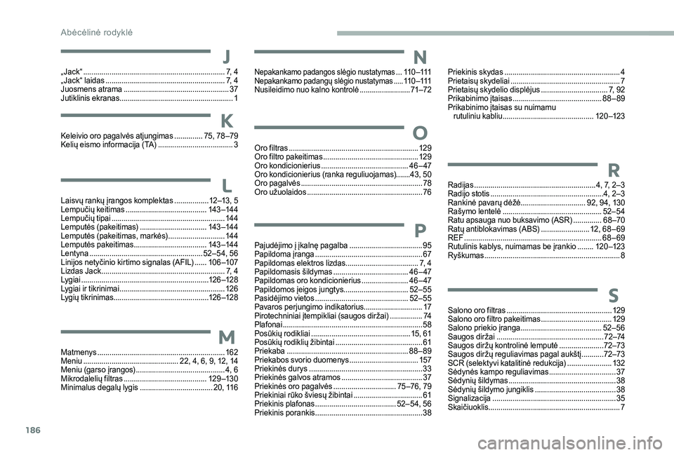 CITROEN JUMPER 2019 Eksploatavimo vadovas (in Lithuanian) 186
Salono oro filtras ....................................................12 9
Salono oro filtro pakeitimas ...................................12
9
Salono priekio įranga
.......................... CITROEN JUMPER 2019 Eksploatavimo vadovas (in Lithuanian) 186
Salono oro filtras ....................................................12 9
Salono oro filtro pakeitimas ...................................12
9
Salono priekio įranga
..........................