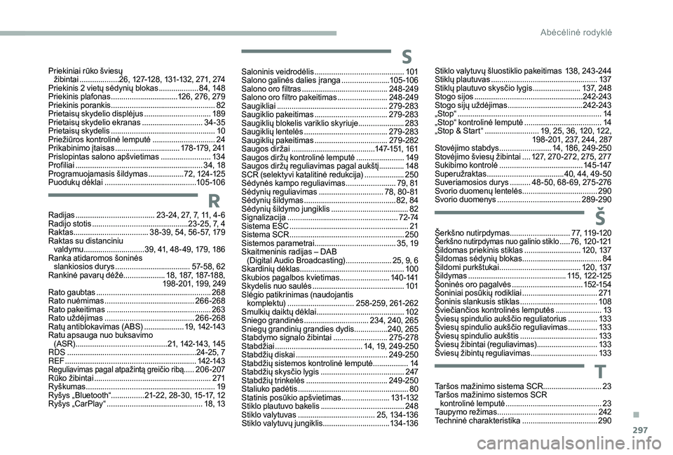 CITROEN JUMPER SPACETOURER 2018 Eksploatavimo vadovas (in Lithuanian) 297
SSaloninis veidrodėlis ...........................................10 1
Salono galinės dalies įranga .......................10
5 -10 6
Salono oro filtras
..................................... CITROEN JUMPER SPACETOURER 2018 Eksploatavimo vadovas (in Lithuanian) 297
SSaloninis veidrodėlis ...........................................10 1
Salono galinės dalies įranga .......................10
5 -10 6
Salono oro filtras
.....................................