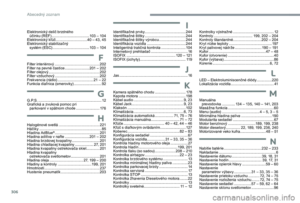 CITROEN C4 SPACETOURER 2021 Návod na použitie (in Slovak) 306
Manuálna
prevodovka ............. 1 34 – 135, 140 – 141, 203
Masážna funkcia
............................................. 60
M
enu (audio)
...............................
. CITROEN C4 SPACETOURER 2021 Návod na použitie (in Slovak) 306
Manuálna
prevodovka ............. 1 34 – 135, 140 – 141, 203
Masážna funkcia
............................................. 60
M
enu (audio)
...............................
.