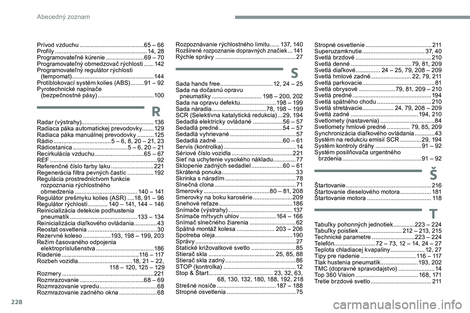 CITROEN C5 AIRCROSS 2020 Návod na použitie (in Slovak) 228
Prívod vzduchu .......................................65 – 66
Profily ............................... ......................... 14, 28
Programovateľné kúrenie
.......................6
CITROEN C5 AIRCROSS 2020 Návod na použitie (in Slovak) 228
Prívod vzduchu .......................................65 – 66
Profily ............................... ......................... 14, 28
Programovateľné kúrenie
.......................6