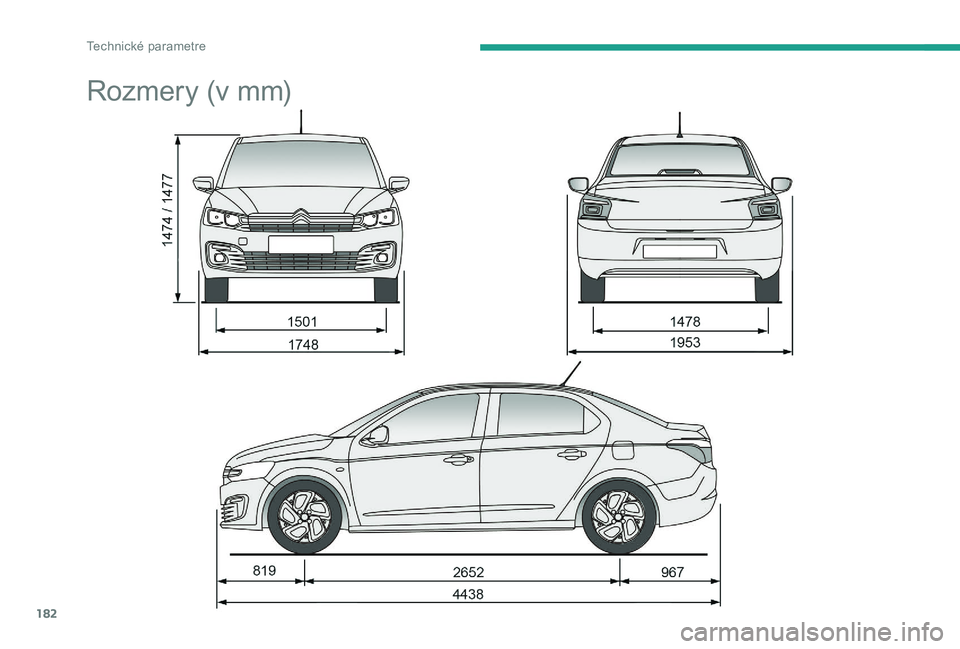 CITROEN C-ELYSÉE 2017 Návod na použitie (in Slovak) 182
Rozmery (v mm)
T CITROEN C-ELYSÉE 2017 Návod na použitie (in Slovak) 182
Rozmery (v mm)
T