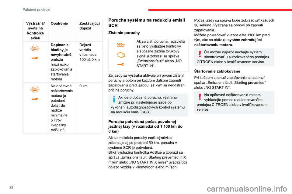 CITROEN JUMPER SPACETOURER 2021  Návod na použitie (in Slovak) 22
Palubné prístroje
Ukazovateľ energie 
(elektromobil)
 
 
CHARGE
Trakčná batéria sa nabíja počas spomaľovania 
a brzdenia.
ECO
Mierna spotreba energie a optimalizovaný 
dojazd.
POWER
Spotr