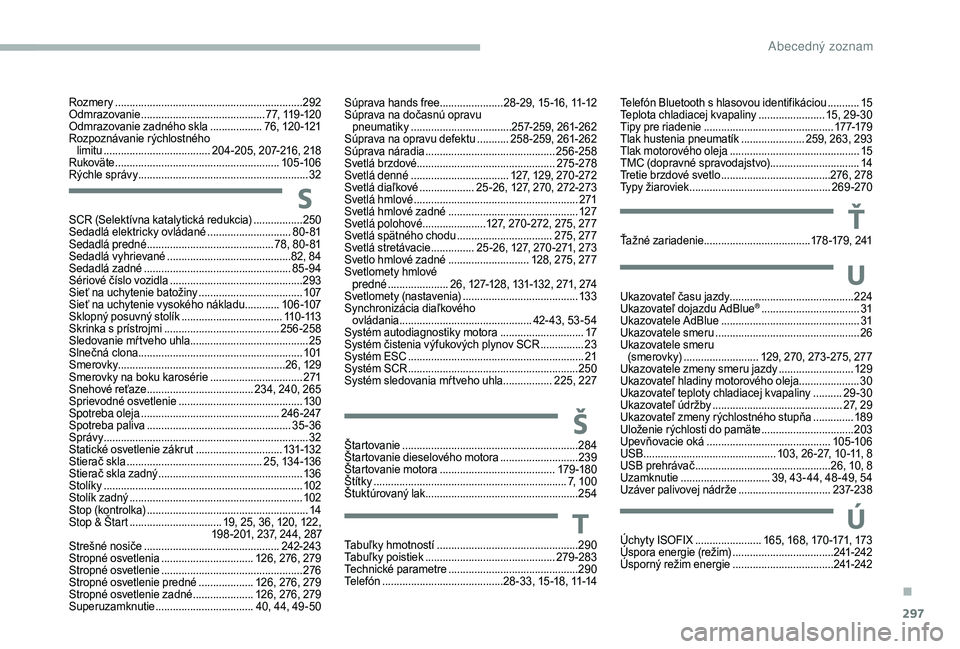 CITROEN JUMPER SPACETOURER 2018  Návod na použitie (in Slovak) 297
SSCR (Selektívna katalytická redukcia) .................25 0
Sedadlá elektricky ovládané  .............................8
0 - 81
Sedadlá predné
 ............................................ 