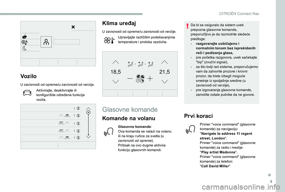 CITROEN BERLINGO VAN 2019 Priručnik (in Serbian) 5
21,518,5Vozilo
U zavisnosti od opreme/u zavisnosti od verzije.Aktivirajte, deaktivirajte ili
konfigurišite određene funkcije
vozila.
Klima uređaj
U zavisnosti od opreme/u zavisnosti od verzije. CITROEN BERLINGO VAN 2019 Priručnik (in Serbian) 5
21,518,5Vozilo
U zavisnosti od opreme/u zavisnosti od verzije.Aktivirajte, deaktivirajte ili
konfigurišite određene funkcije
vozila.
Klima uređaj
U zavisnosti od opreme/u zavisnosti od verzije.
