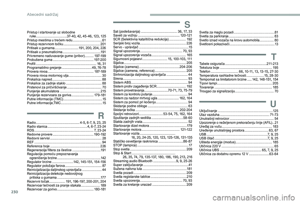 CITROEN BERLINGO VAN 2019 Priručnik (in Serbian) 230
Pristup i star tovanje uz slobodne ruke ................................... 37
-4 0,
42,
45-4 6,
123,
125
Pristup mestima u trećem redu.................................. 61
Pristup rezer CITROEN BERLINGO VAN 2019 Priručnik (in Serbian) 230
Pristup i star tovanje uz slobodne ruke ................................... 37
-4 0,
42,
45-4 6,
123,
125
Pristup mestima u trećem redu.................................. 61
Pristup rezer
