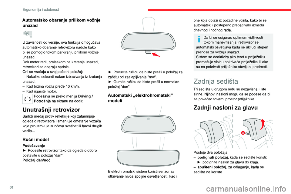CITROEN C5 AIRCROSS 2022  Priručnik (in Serbian) 50
Ergonomija i udobnost
► pritisnite jezičak  A da biste mogli da 
otključate naslon za glavu i gurnite ga skroz 
nadole.
Zadnji nasloni za glavu se mogu ukloniti.
Da biste uklonili naslon za gla