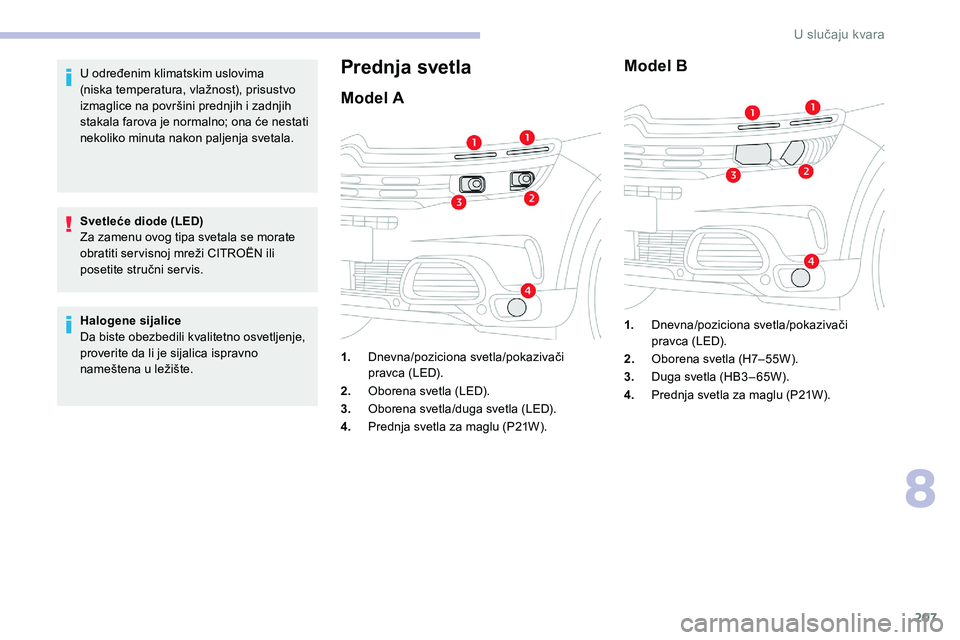 CITROEN C5 AIRCROSS 2020 Priručnik (in Serbian) 207
U određenim klimatskim uslovima
(niska temperatura, vlažnost), prisustvo
izmaglice na površini prednjih i zadnjih
stakala farova je normalno; ona će nestati
nekoliko minuta nakon paljenja CITROEN C5 AIRCROSS 2020 Priručnik (in Serbian) 207
U određenim klimatskim uslovima
(niska temperatura, vlažnost), prisustvo
izmaglice na površini prednjih i zadnjih
stakala farova je normalno; ona će nestati
nekoliko minuta nakon paljenja