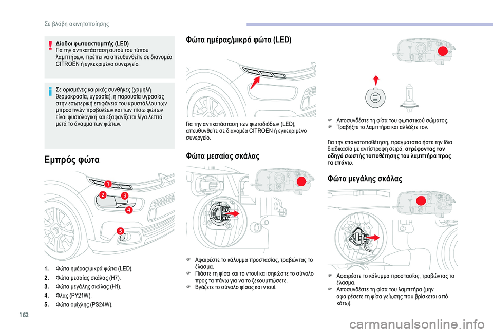 CITROEN C4 CACTUS 2019 ΟΔΗΓΌΣ ΧΡΉΣΗΣ (in Greek) 162
Δίοδοι φωτοεκπομπής (LED)
Για την αντικατάσταση αυτού του τύπου
λαμπτήρων, πρέπει να απευθυνθείτε σε διανομ CITROEN C4 CACTUS 2019 ΟΔΗΓΌΣ ΧΡΉΣΗΣ (in Greek) 162
Δίοδοι φωτοεκπομπής (LED)
Για την αντικατάσταση αυτού του τύπου
λαμπτήρων, πρέπει να απευθυνθείτε σε διανομ