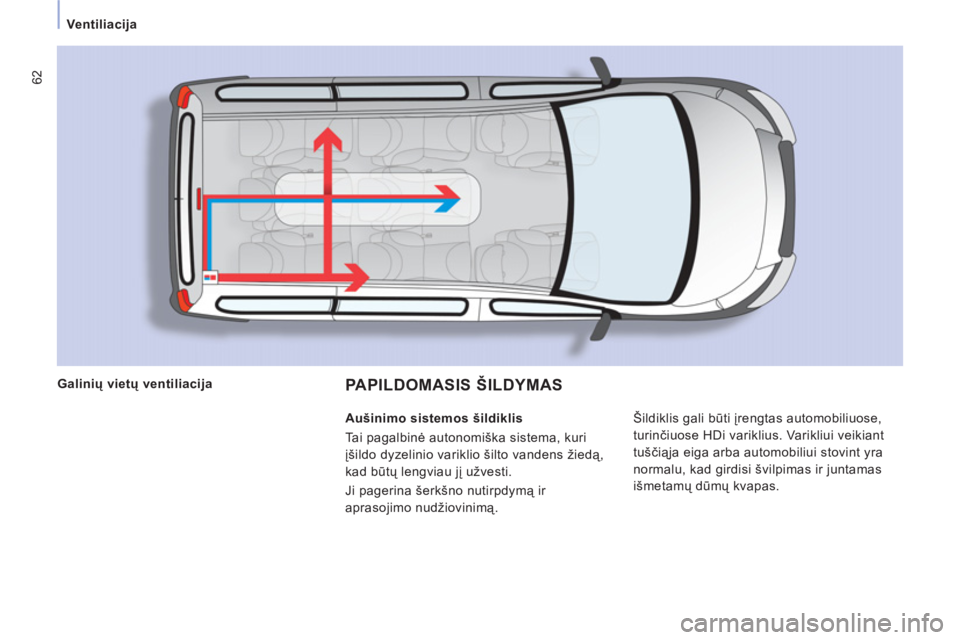 CITROEN JUMPER MULTISPACE 2012 Eksploatavimo vadovas (in Lithuanian) 62
Ventiliacija
PAPILDOMASIS ŠILDYMAS
Šildiklis gali būti įrengtas automobiliuose,
turinčiuose HDi variklius. Varikliui veikiant
tuščiąja eiga arba automobiliui stovint yra
normalu, kad CITROEN JUMPER MULTISPACE 2012 Eksploatavimo vadovas (in Lithuanian) 62
Ventiliacija
PAPILDOMASIS ŠILDYMAS
Šildiklis gali būti įrengtas automobiliuose,
turinčiuose HDi variklius. Varikliui veikiant
tuščiąja eiga arba automobiliui stovint yra
normalu, kad
