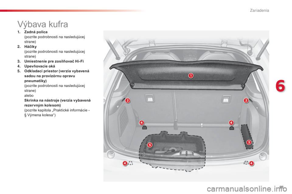 CITROEN C3 2015 Návod na použitie (in Slovak) 81
C3_sk_Chap06_amenagement_ed01-2014
výbava kufra
1. Zadná polica (
pozrite podrobnosti na nasledujúcej
st r a n e)
2.
H
áčiky
(
pozrite podrobnosti na nasledujúcej
st r a n e)
3.
U
m CITROEN C3 2015 Návod na použitie (in Slovak) 81
C3_sk_Chap06_amenagement_ed01-2014
výbava kufra
1. Zadná polica (
pozrite podrobnosti na nasledujúcej
st r a n e)
2.
H
áčiky
(
pozrite podrobnosti na nasledujúcej
st r a n e)
3.
U
m