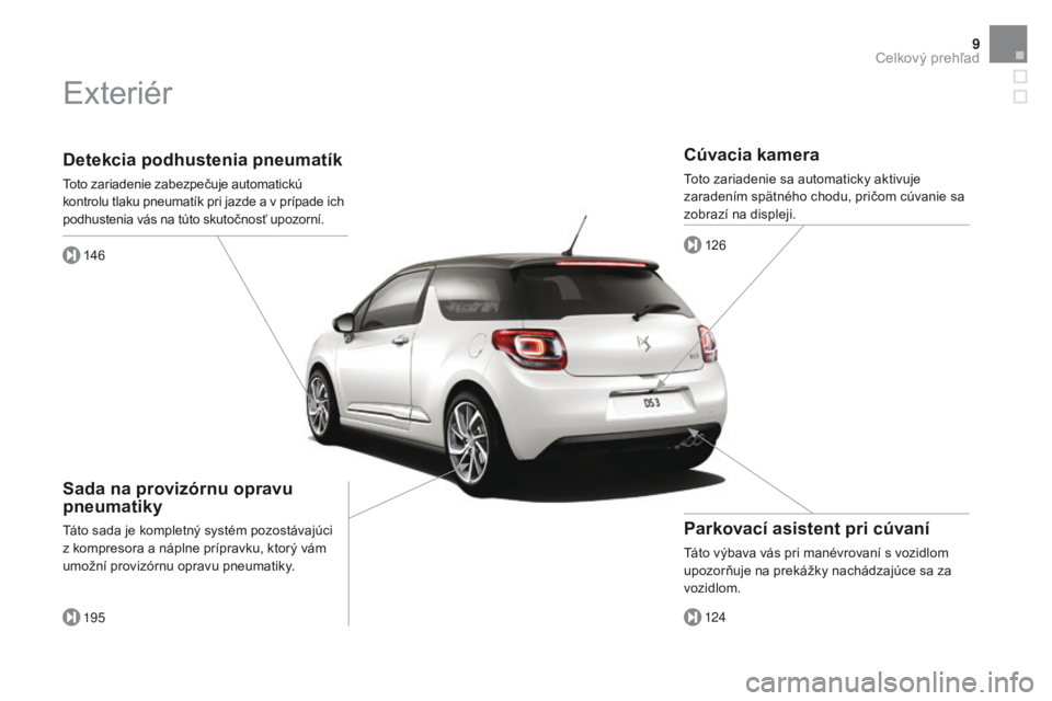 CITROEN DS3 2016 Návod na použitie (in Slovak) 9
DS3_sk_Chap00b_vue-ensemble_ed01-2015
Detekcia podhustenia pneumatík
Toto zariadenie zabezpečuje automatickú
kontrolu tlaku pneumatík pri jazde a v prípade ich
podhustenia vás na túto skuto CITROEN DS3 2016 Návod na použitie (in Slovak) 9
DS3_sk_Chap00b_vue-ensemble_ed01-2015
Detekcia podhustenia pneumatík
Toto zariadenie zabezpečuje automatickú
kontrolu tlaku pneumatík pri jazde a v prípade ich
podhustenia vás na túto skuto