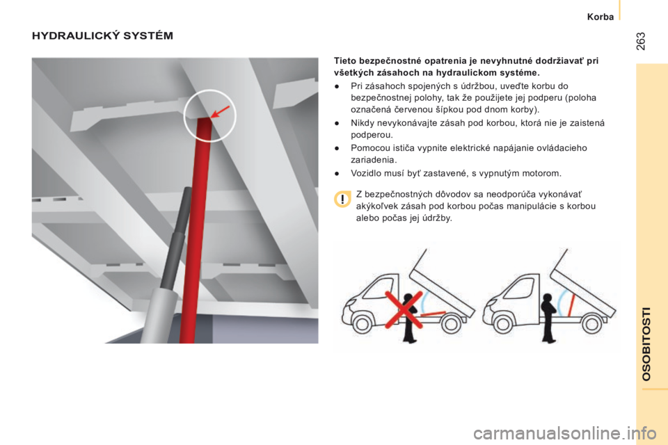 CITROEN JUMPER 2016 Návod na použitie (in Slovak) 263
jumper_sk_Chap11_Particularites_ed01-2015
HYDRAULICKÝ SYSTÉM
Tieto bezpečnostné opatrenia je nevyhnutné dodržiavať pri
všetkých zásahoch na hydraulickom systéme.
●
Pri zásahoch sp CITROEN JUMPER 2016 Návod na použitie (in Slovak) 263
jumper_sk_Chap11_Particularites_ed01-2015
HYDRAULICKÝ SYSTÉM
Tieto bezpečnostné opatrenia je nevyhnutné dodržiavať pri
všetkých zásahoch na hydraulickom systéme.
●
Pri zásahoch sp