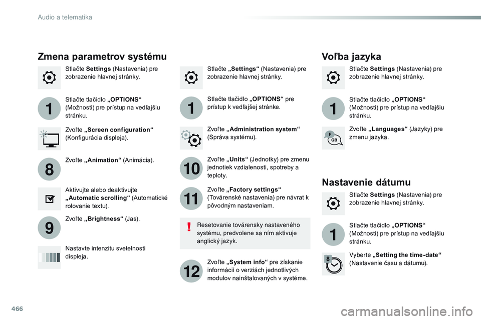 CITROEN JUMPER SPACETOURER 2017 Návod na použitie (in Slovak) 466
111
10
11
12
8
91
Spacetourer-VP_sk_Chap10c_rCC-1_ed01-2016
Stlačte „ Settings “ (Nastavenia) pre
zobrazenie hlavnej stránky. Stlačte Settings
(Nastavenia) pre
zobrazenie hlavnej stránk CITROEN JUMPER SPACETOURER 2017 Návod na použitie (in Slovak) 466
111
10
11
12
8
91
Spacetourer-VP_sk_Chap10c_rCC-1_ed01-2016
Stlačte „ Settings “ (Nastavenia) pre
zobrazenie hlavnej stránky. Stlačte Settings
(Nastavenia) pre
zobrazenie hlavnej stránk